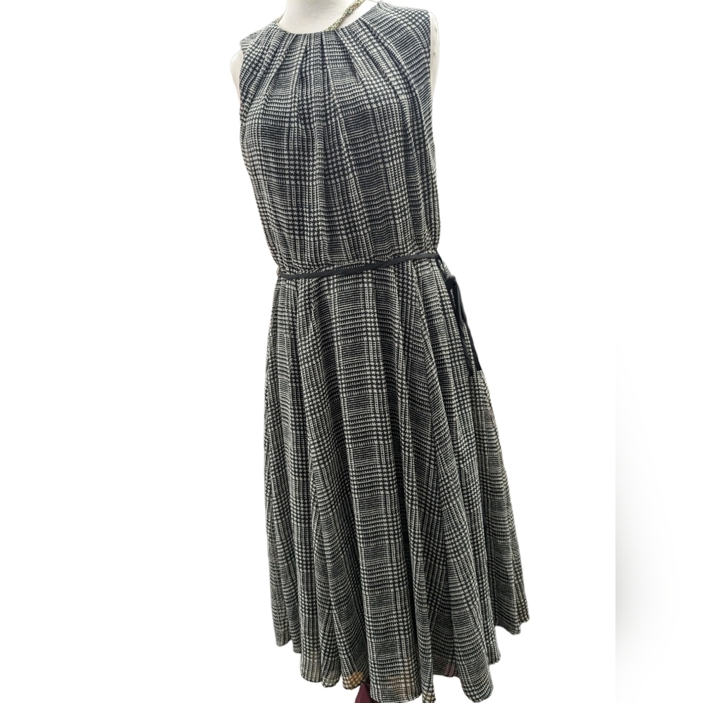 Dressbarn Sleeveless Black & White Plaid Midi Dress Sz 8